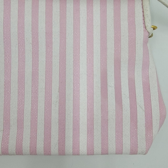 Juicy Couture Pink & White Crossbody Purse w/ Gold Hardware + Sparkle Bow - Picture 6 of 8